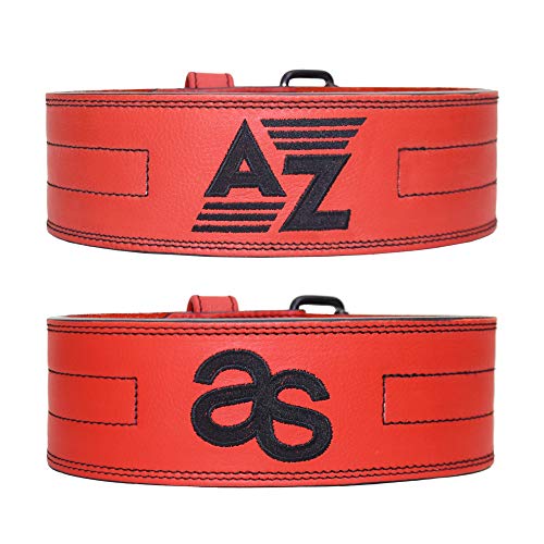 AAYLANS Cow MILD Leather 10MM Powerlifting Belt for Men & Women Lower Back Support for Weightlifting (RED, Medium)