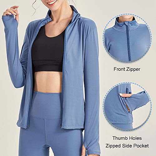 Lixada Women Full Zip Running Jacket Lightweight Workout Jackets Zip-up Sport Sweatshirt Exercise Gym Activewear for Women