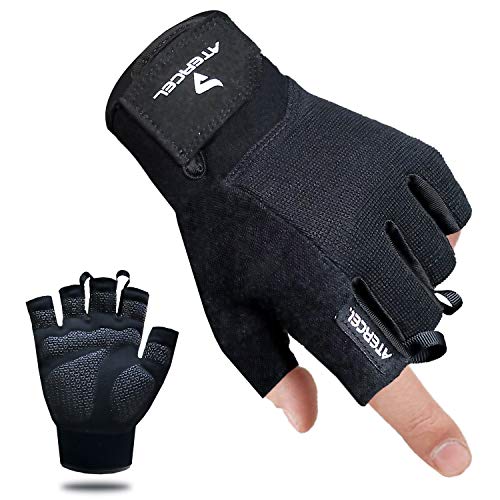 Atercel Gym Training Gloves, Best Workout Exercise Gloves for Crossfit, Cycling, Weight Lifting, Training, Breathable & Snug fit, for Men & Women (Black, XL)