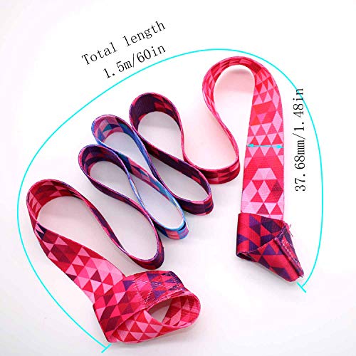 YFaith Yoga Carry Strap,Adjustable Printed Yoga Mat Elastic Belt Holder Strap Shoulder Carrier,Durable Cotton Fitness Stretching Strap Belt(155cm x 3.8cm)