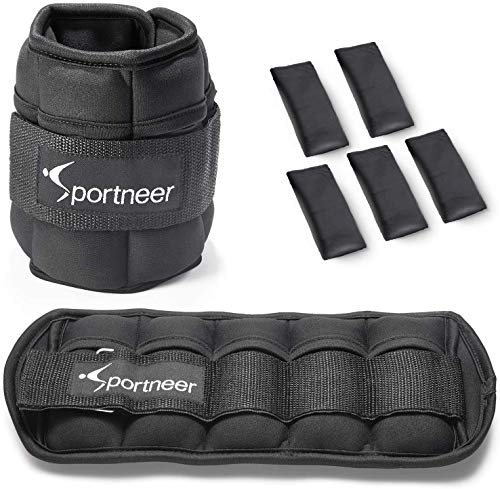 Sportneer Adjustable Ankle Weights Set, Ankle Wrist Weight Straps, 0.45Kg to 3.15Kg, 2 Pack, Black - Gym Store | Gym Equipment | Home Gym Equipment | Gym Clothing