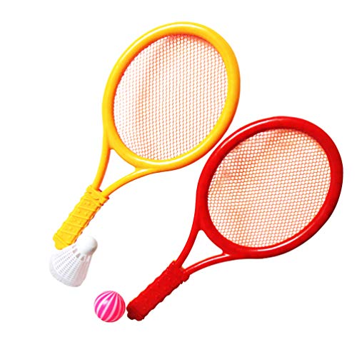 Abaodam 1 Pair of Kids Tennis Racket Set with Shuttlecock Ball Plastic Tennis Racquet Toy for Toddler Outdoor Sports Games for Children Random Color