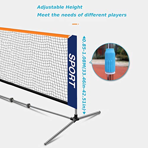 Adjustable Tennis Net, Portable Movable Badminton Set with Net, Teenagers Foldable Sport Training Nets for Home Garden School Beach,3.1m