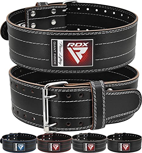 RDX Weight Lifting Belt for Men Women, IPL USPA Approved, 6mm Thick 100% Leather, 4” Powerlifting Back Support, Squat Deadlift Bodybuilding Exercise Fitness Gym Workout Strength Training up to 700 LBS