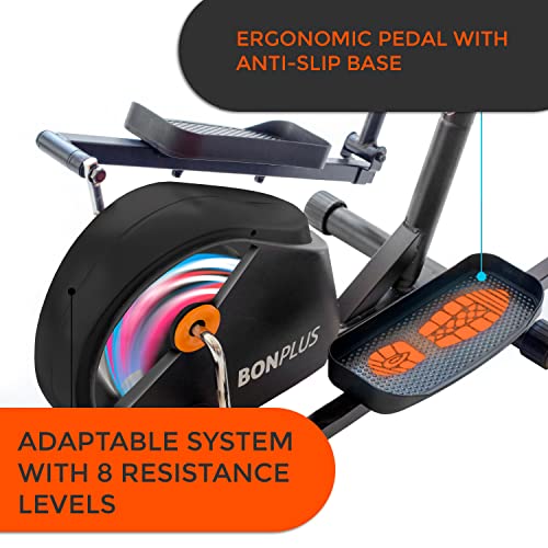 Bonplus BP | Elliptical Bike | Cross Trainer | Cross Machine with LCD Monitor | 8 Resistence Levels | 4kg Flywheel | Max Weight 100kg | Indoor Cardio Machine | Fitness