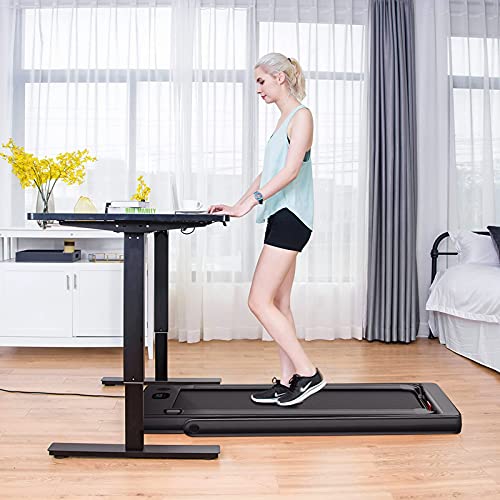 COSTWAY 2 in 1 Folding Treadmill, Under Desk Motorized Treadmill with Remote Control, Bluetooth Speaker and LED Display, Installation-Free Jogging Walking Machine Speed up to 12km/h