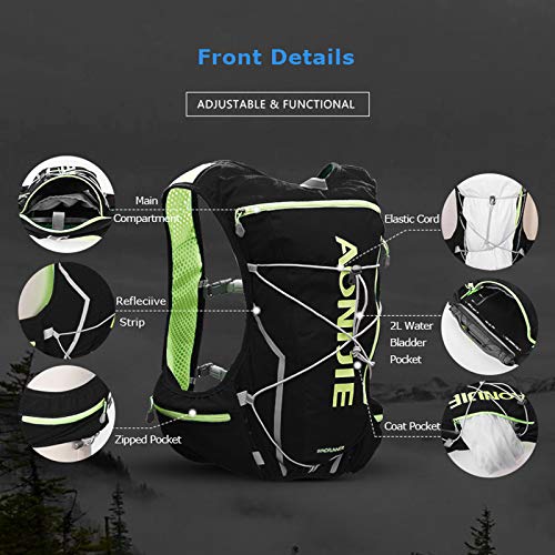 AONIJIE 10L Waterproof Running Hydration Backpack Lightweight Outdoor Sports Bag Hydration Pack Vest Backpack Rucksack for Marathon, Cycling, Riding, Running, Hiking