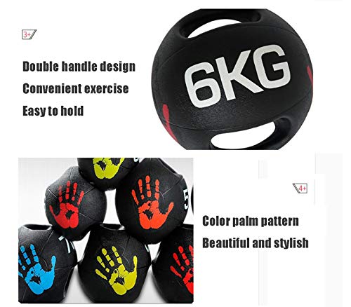 Medicine Ball Binaural Medicine Ball, Home Gym Core Training Rubber Solid Ball Double-handle Gravity Ball, 3kg/4kg/5kg/6kg/7kg/8kg/9kg/10kg (Size : 4kg/8.8lbs)