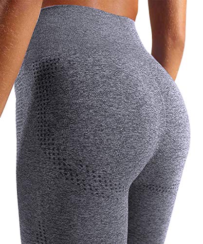 Yaavii Women Yoga Leggings Seamless High Waisted Tummy Control Yoga Pants  for Gym Running Workout Grey