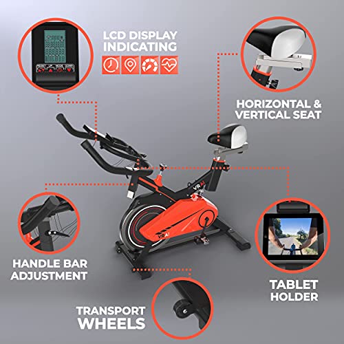 VRAi Fitness SB1000X Bluetooth Smart Exercise Bike | Kinomap, Smartphone Sport App Zwift Spin Bike | Live Video Streaming, Coaching & Training-Heavy Flywheel Gym Equipment for Home