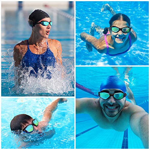 Bezzee Pro Swimming Goggles - UV Protection & Anti Fog Swim Goggles with Storage Case - No Leaking & Adjustable Silicone Strap for Adults, Men, Women and Youth - Soft Nose Bridge - For All Swimmers