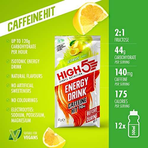 HIGH5 Energy Hydration Drink Caffeine Hit Refreshing Isotonic Mix of Carbohydrates Electrolytes & Caffeine (Citrus, 12 x 47g)