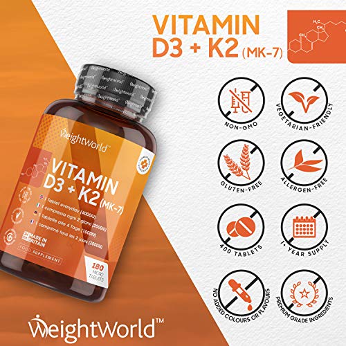 Vitamin D 4000 IU and Vitamin K2 100μg MK7-180 Vegetarian Micro Tablets (6 Month Supply) - High Strength Vitamin D Nutrition Supplement, Natural Calcium Boost, Immune Support, Skin Health - UK Made