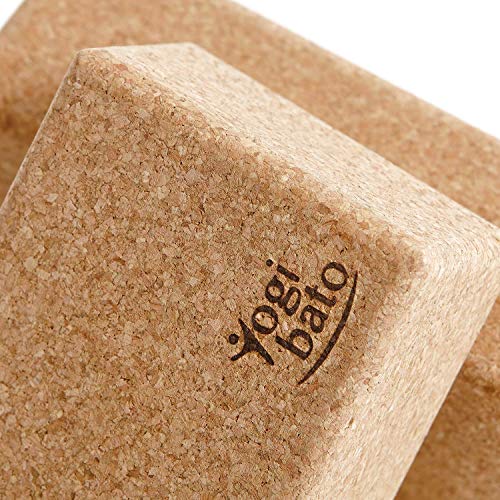 Yogibato Yoga Block Cork made in Portugal & E-Book with Exercises | Yoga Brick 2 pcs | Natural Cork Brick for Pilates, Fitness and Exercise - Yoga Block 100% Natural Cork