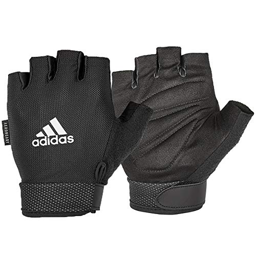 adidas Men's Essential Adjustable Gloves - White Weight Lifting, Black, Large (Palm 20 - 21.5 cm)