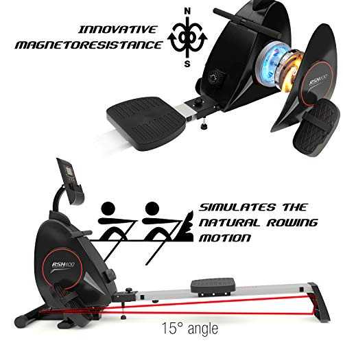 Sportstech RSX400 Rowing Machine - German Quality Brand -Video Events & Multiplayer App, Heart Rate Belt incl. rowing machine for your home, foldable with 8x magnetoresistance and ball bearing seat