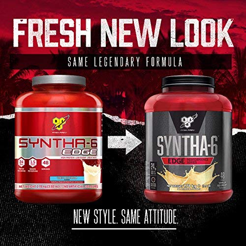 BSN Nutrition Protein Powder Syntha 6 Edge Low Carb and Sugar Whey Protein Shake with Whey Protein Isolate, Micellar Casein, Glutamine and Amino Acids, Strawberry Milkshake, 48 Servings, 1.78 kg