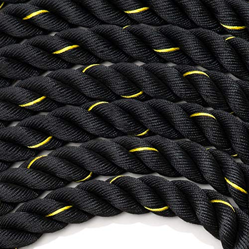 BigTree 38mmx9m Professional Battle Rope Exercise Workout Fitness Ropes Black Muscle Abdominal Heavy Sports Training Jump Rope Home Outdoor for Men Women Anchor Included