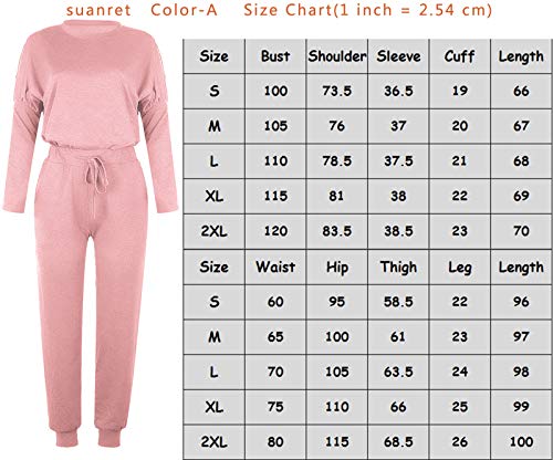 suanret Womens Tracksuit Sets 2PC Outfits Long Sleeve Top and Jogging Pants Ladies Gym Workout Hooded Sweatshirt Joggers Lounge Wear Set (XL, A-Pink)
