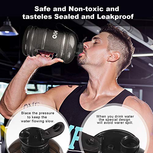 PANKIO 2.2 Litre Large Water Bottle |Big Water Bottle | Safe & BPA Free | Large Half Gallon Water Jug, Ideal for Gym, Dieting, Bodybuilding, Outdoor Sports, Hiking & Office(black)