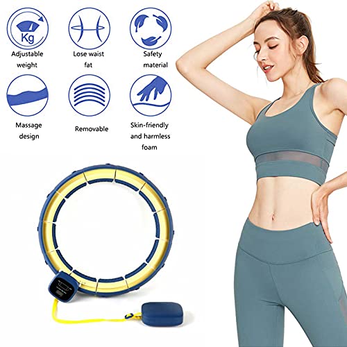 Weighted Smart Hula Hoop, Adjustable and Detachable with Display, Waist Abdomen Slimming and Weight-loss, Suitable for Adults and Kids(Color:blue-yellow)