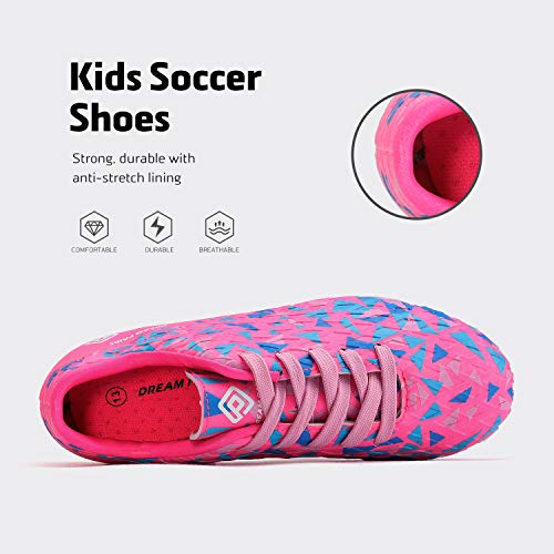 DREAM PAIRS Boys Girls Football Boots Soccer Cleats Shoes Fuchsia Pink Royal Blue Size 2 US Little Kid/1 UK HZ19003K
