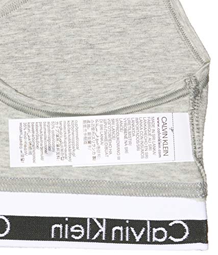 Calvin Klein - Women's Bralette - Modern Cotton - 53% Cotton 35% Modal 12% Elastane - Grey - Cotton Modal Blend - Racerback Styling - Unlined, No Padding - Calvin Klein Logo Print - Size