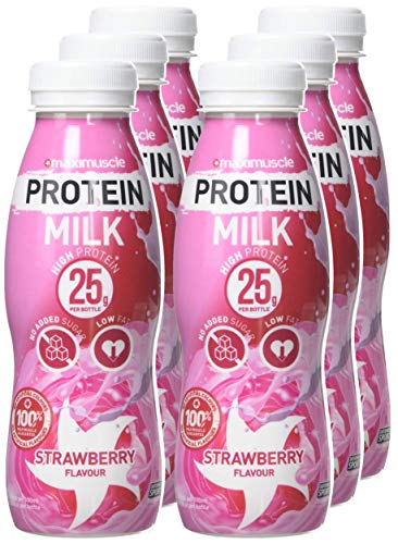 Maximuscle Protein Milk RTD Shake, 330 ml, Strawberry, Pack of 6