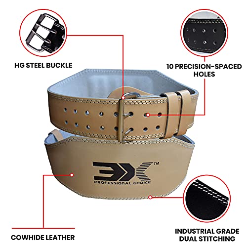 3X Professional Choice Weight Lifting Belt Genuine Leather Pro 6” inches Powerlifting Workouts Deadlift(Brown 6