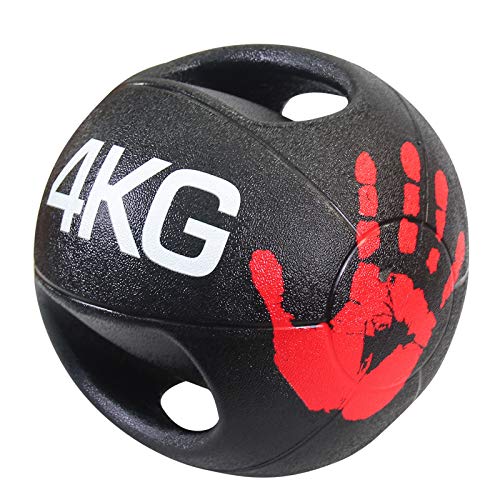 Medicine Ball Binaural Medicine Ball, Home Gym Core Training Rubber Solid Ball Double-handle Gravity Ball, 3kg/4kg/5kg/6kg/7kg/8kg/9kg/10kg (Size : 4kg/8.8lbs)