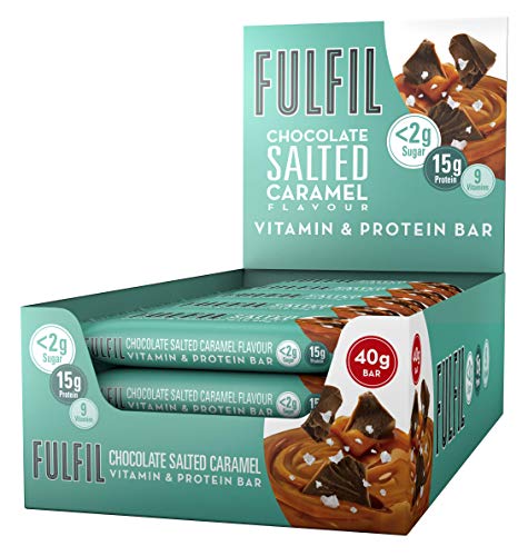 FULFIL Vitamin and Protein Snack-Size Bar (15 x 40g Bars) — Chocolate Salted Caramel Flavour — Low Sugar, 15g High Protein, 9 Vitamins