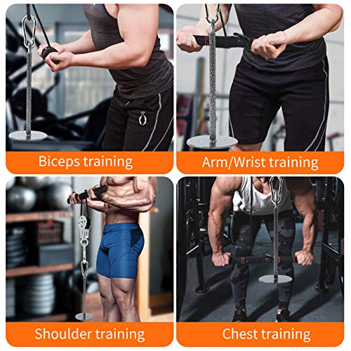 Forearm Wrist Roller Trainer, DIY Pulley Cable Machine Attachment System Arm Strength Training Exerciser with Heavy Duty Pulley System for Lat Pull downs, Bicep Curls, Triceps Extensions Fitness