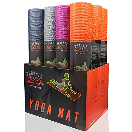 Phoenix Fitness Orange Yoga Mat - Exercise Mat for Pilates - Travel Non-Slip Multi Purpose Fitness Mat - Core Workout for Home, Gym, Yoga Studio