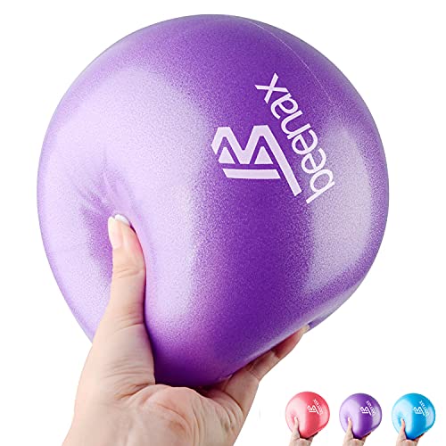 Beenax Soft Pilates Ball - Mini Gym Exercise Ball, Over Ball with Straw - Perfect for Bender, Yoga, Stability, Barre, Pilates, Core Training and Physical Therapy (Home & Gym & Office) - 23cm
