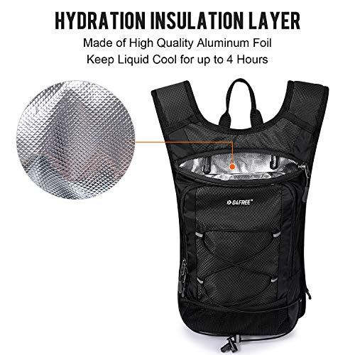 G4Free Hydration Backpack Cycling Water Bag Durable Waterproof Running Rucksack with PEVA Food-Grade 2L Water Bladder for Biking Hiking Walking Climbing