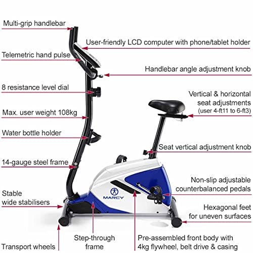 Marcy Azure BK1016 Compact Magnetic Exercise Bike 8 Resistance Levels