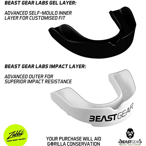 Beast Gear Mouth Guard/Gum Shield for boxing, MMA, rugby, muay thai, hockey, judo, karate martial arts and all contact sports (White, Adult (11+))