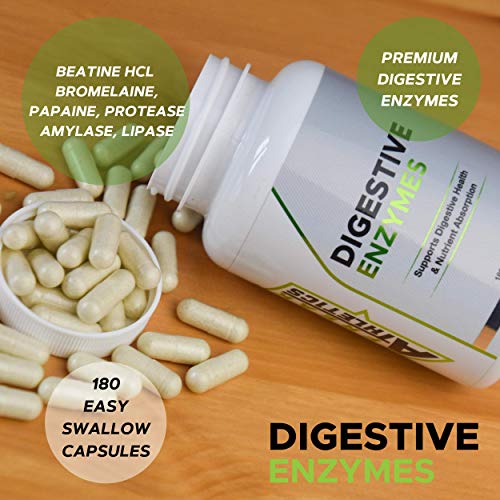 Digestive Enzyme Supplements - 180 Capsules Digestive Enzymes with Plant Based Ingredients - Supports Gut and Daily Digestive Health