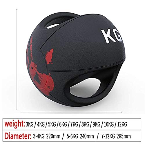 Medicine Ball Men Women Training Medicine Ball, Ergonomic Double-handle Fitness Ball, 3kg/4kg/5kg/6kg/7kg/8kg/9kg/10kg/12kg (Size : 3kg/6.6lbs)