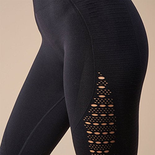 FITTOO Women High Waist Hollow Out Lace Patchwork Slim Yoga Pants Fitness Gym Workout Leggings, Black, S - Gym Store | Gym Equipment | Home Gym Equipment | Gym Clothing