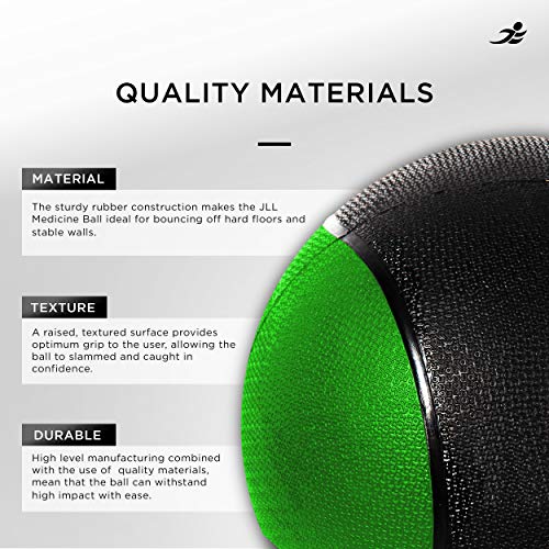 JLL® Medicine Balls 1-10kg, Heavy Duty Rubber, Colour Coded Weights - For Weight Training, Exercise, Fitness, MMA, Boxing (6)