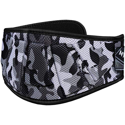 Mytra Fusion Ultra Sleek Camo Fitness Weight Lifting Belt Neoprene Mesh (Camo Grey, X-Small)