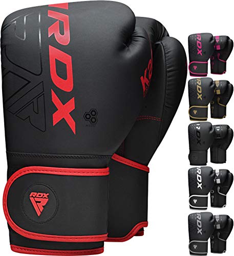 RDX Kids Boxing Gloves Sparring and Muay Thai Maya Hide Leather, KARA Patent Pending Junior Training Mitt for Kickboxing, Punch Bag, Focus Pads, MMA, Thai Pad, Double End Ball Punching Fight Gloves