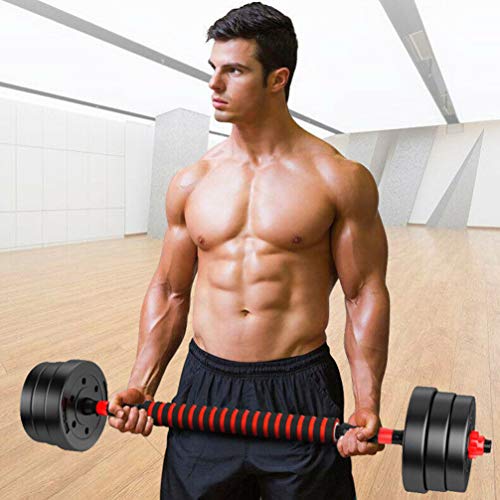 CLISPEED Adjustable Dumbbells Set Workout Anti-Slip Barbell Fitness Dumbbell Weights with Connecting Rod (Total 20KG)