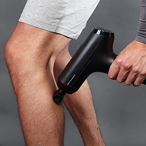 HoMedics Pro Power Handheld Physiotherapy Massager Gun - Professional Deep Tissue Physio Massaging Gun, Heated Head to Aid Relief of Muscle Tension, 6 Massage Heads, Cordless, Rechargeable - Black