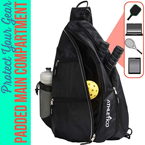 Athletico Sling Bag - Crossbody Backpack for Pickleball, Tennis, Racketball, and Travel for Men and Women (Black)