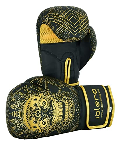 Islero Fitness Matte Black Boxing Gloves Men Punch Bag Women MMA Muay Thai Martial Arts Kick Boxing Sparring Training Fighting Gloves With Hand Wraps (Black, 12 OZ)