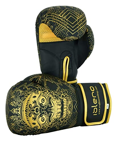 Islero Fitness Matte Black Boxing Gloves Men Punch Bag Women MMA Muay Thai Martial Arts Kick Boxing Sparring Training Fighting Gloves With Hand Wraps (Black, 12 OZ)