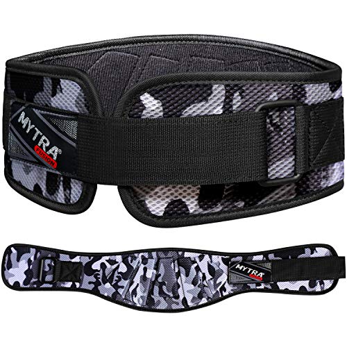 Mytra Fusion Ultra Sleek Camo Fitness Weight Lifting Belt Neoprene Mesh (Camo Grey, X-Small)