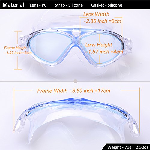Swimming Goggles,Adult Swim Goggles Anti Fog No Leakage Clear Vision UV Protection Anti Slip Easy to Adjust Comfortable Silicone Skirt,Professional Swim Goggles for Men and Women (Blue/Clear lens)